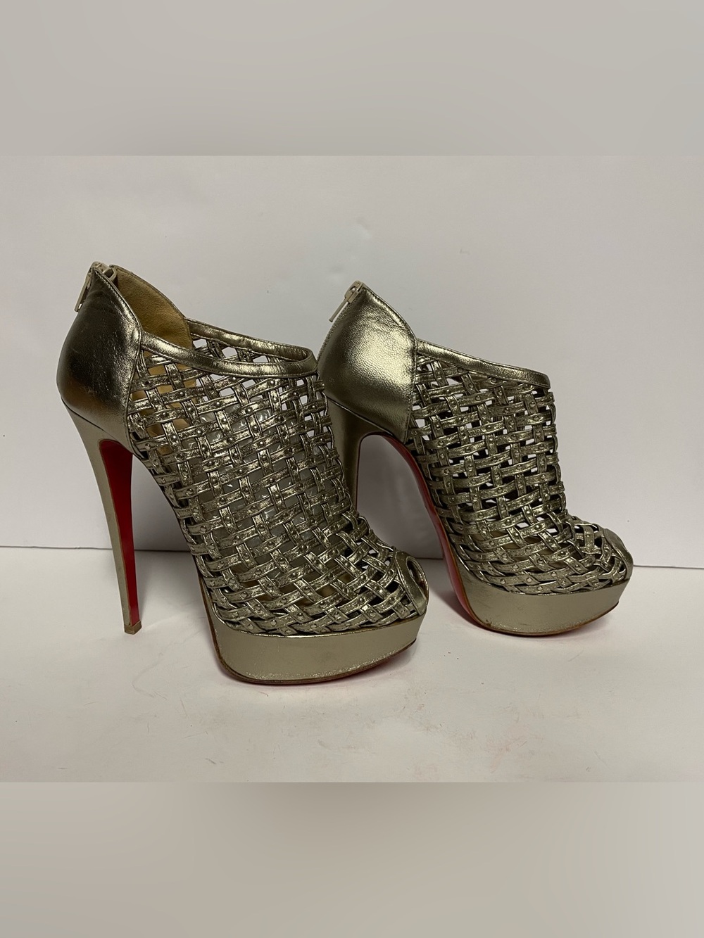 Christian Louboutin Metallic Stiletto Heels pumps bootie leather 36.5